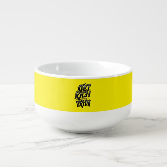 Get Rich or Die Tryin — Chrome Typography Motivati Soup Mug (Front)