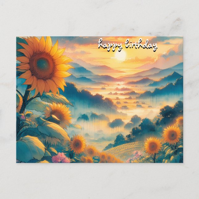 get Roses vintage retro happy birthday sunflowers Postcard (Front)