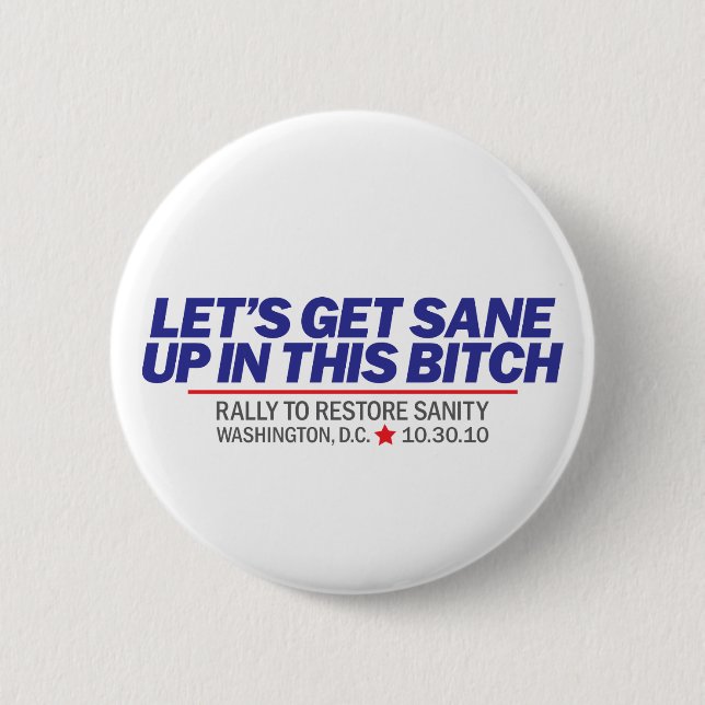 Get Sane Blue Pinback Button (Front)