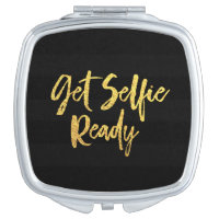 Get Selfie Ready Faux Gold Black Stripes Modern Vanity Mirror