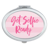 Get Selfie Ready Pink Stripes Modern Preppy Compact Mirror