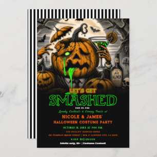 Get Smashed Pumpkin Halloween Cocktail Party Invitation