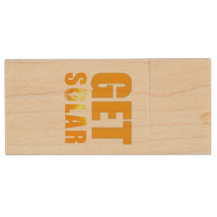 Get Solar Logo Eco Friendly Solar Energy Wood USB Wood Flash Drive