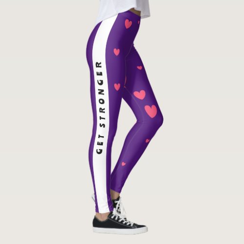 get stronger with hearted design  leggings