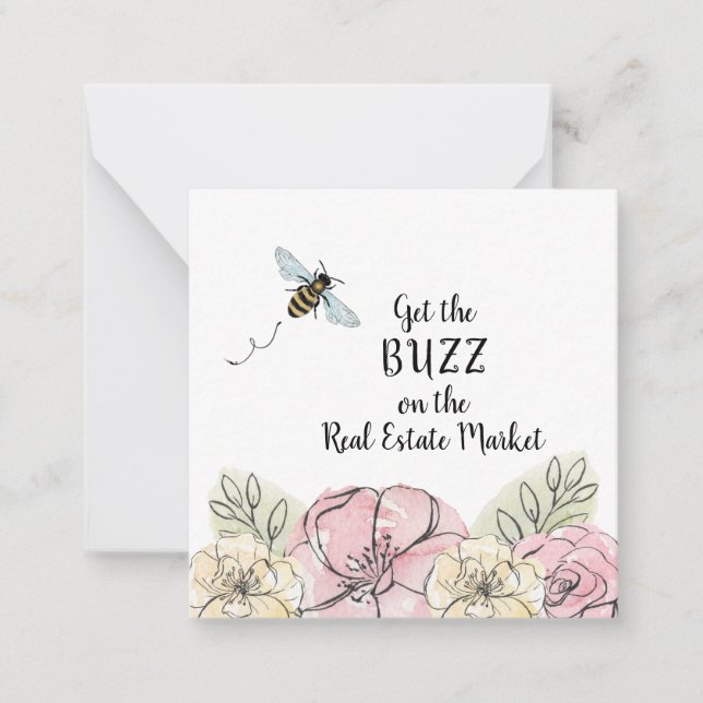 Get the Buzz on the Market Real Estate Note Card (Front)