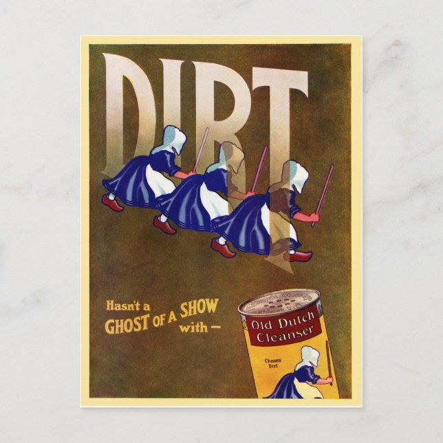 "GET THE DIRT" VINTAGE DUTCH CLEANSER ADV POSTCARD (Front)