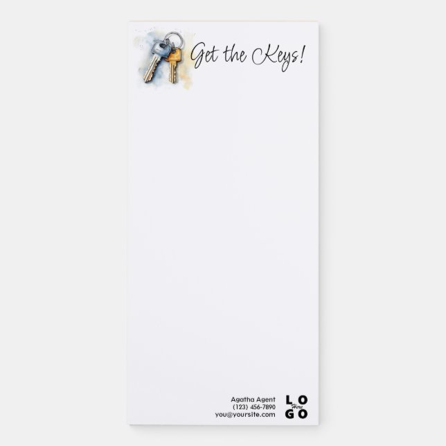 Get the Keys Real Estate Closing Gift Magnetic Notepad (Front)