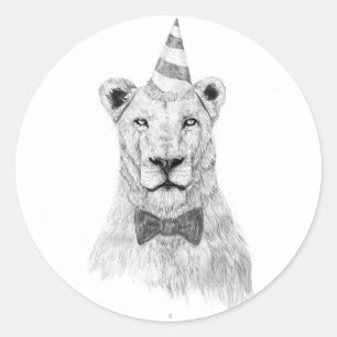 Get the party started classic round sticker