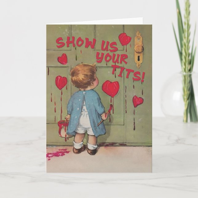 GET THEM OUT - naughty retro Valentines card (Front)
