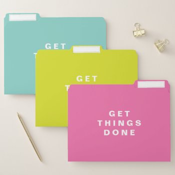 Get Things Done | Bright Colors File Folders by KeikoPrints at Zazzle
