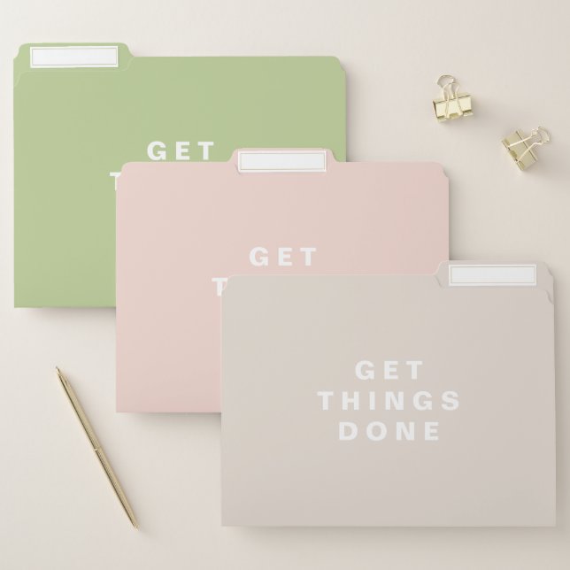 Get Things Done | Muted Blush & Green File Folders (Set)