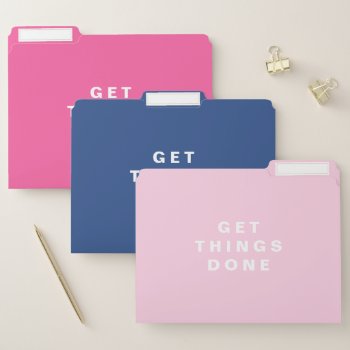 Get Things Done | Pink And Navy Blue File Folders by KeikoPrints at Zazzle