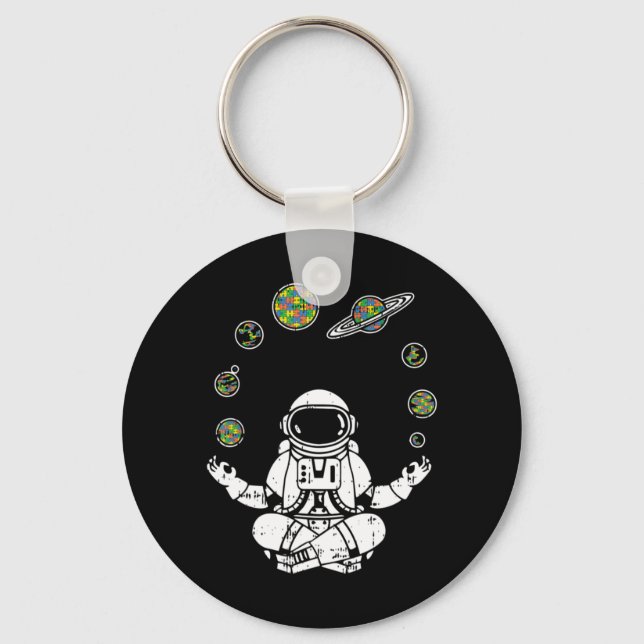 Get this yoga astronaut T-Shirt as a birthday, chr Keychain (Front)