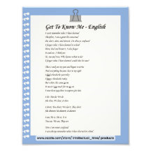Get To Know Me - English