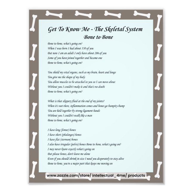 Get To Know Me - Science, Skeletal System  Photo Print (Front)