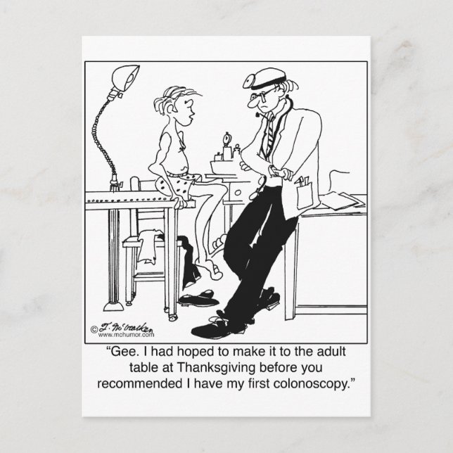 Get To the Adult Table Before Your 1st Colonoscopy Postcard (Front)