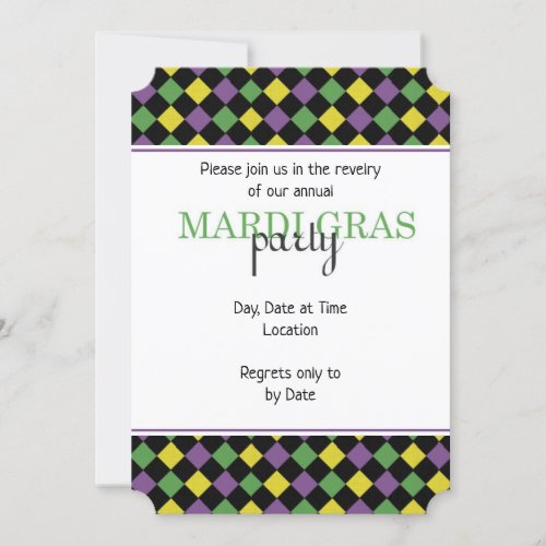 Get Together To Revel Mardi Gras Party Invitation