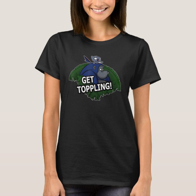 Get Toppling  Gorilla And Cat Design T-Shirt (Front)