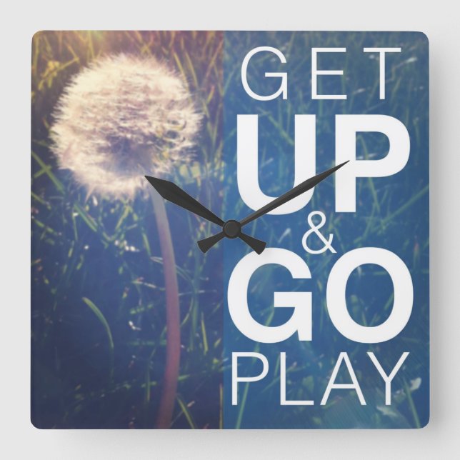 Get Up & Go Play Square Wall Clock (Front)