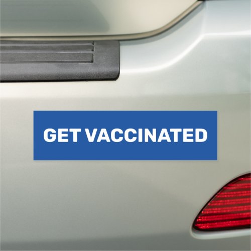 Get Vaccinated blue and white Car Magnet