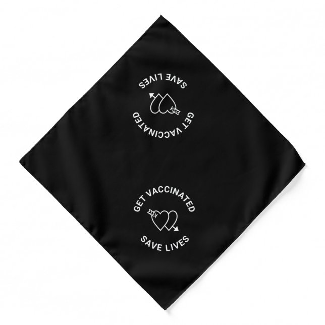Get Vaccinated save lives black white hearts dog Bandana (Front)