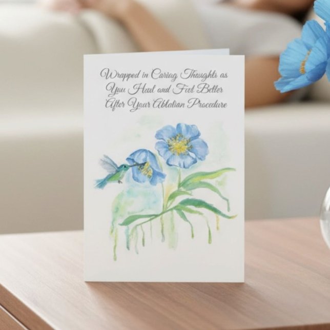 Get Well Ablation Procedure Poppy, Hummingbird Card (Creator Uploaded)