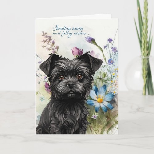 Get Well Affenpinscher Dog Wildflower Garden Card