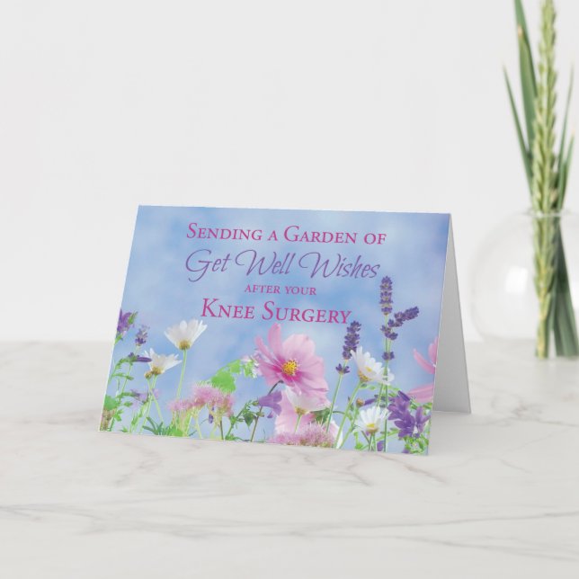Get Well After Knee Surgery, Garden Flowers Card (Front)