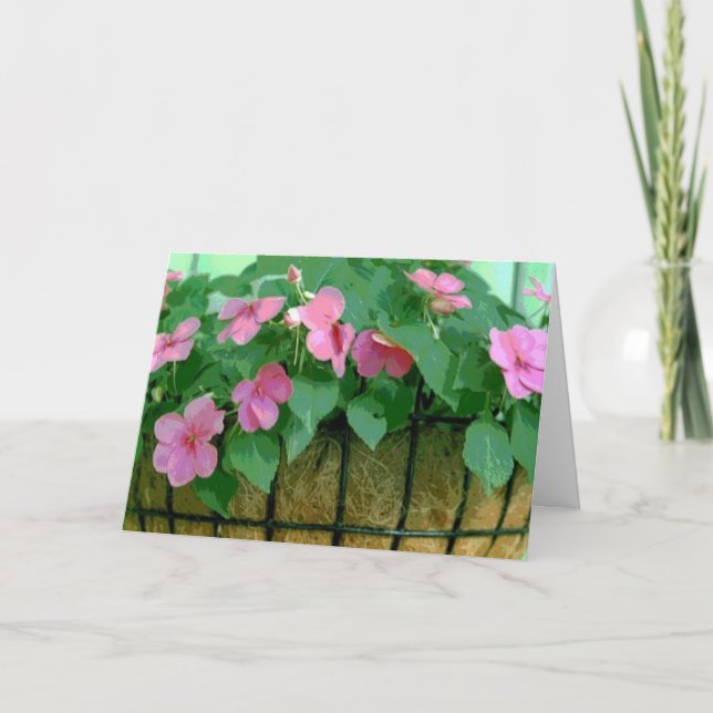 Get Well Basket of Impatiens Card (Front)