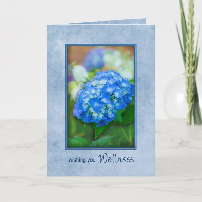 Get Well, Beautiful Blue Hydrangea in 3D Card (Front)