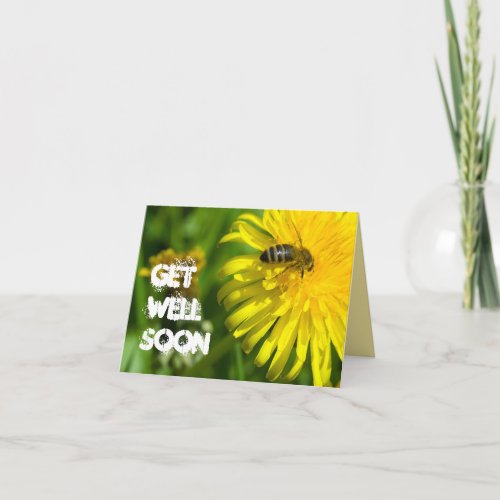 Get Well Bee Yellow Flower Photo Blank Note Card