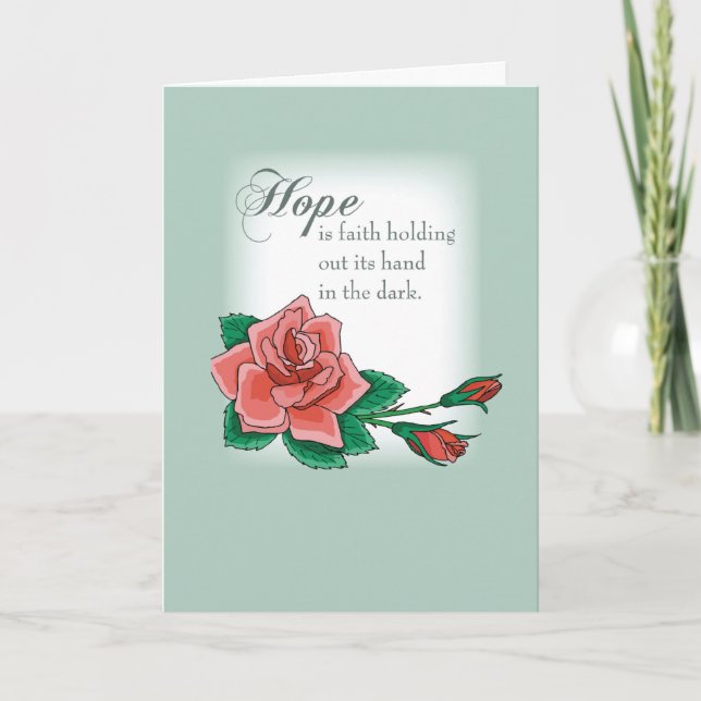 Get Well Cancer Patient Religious Rose of Hope Card (Front)