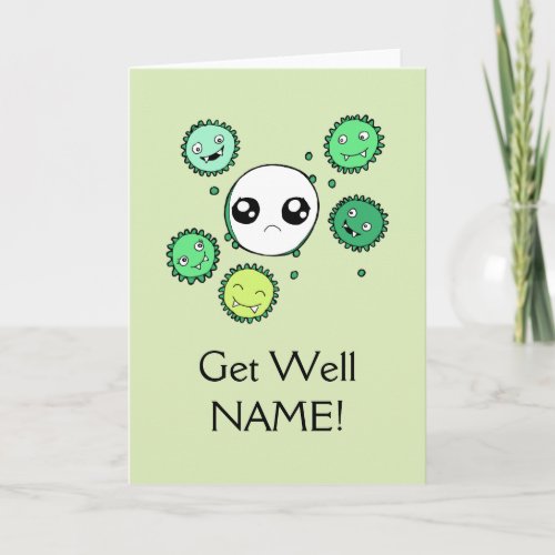 Get Well Card Cute Virus and Cell Drawing Template