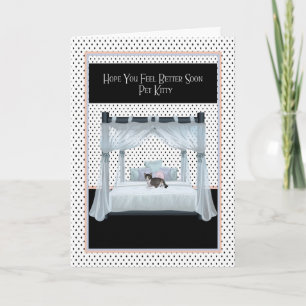 Get Well Card for Cat on Four Poster Bed