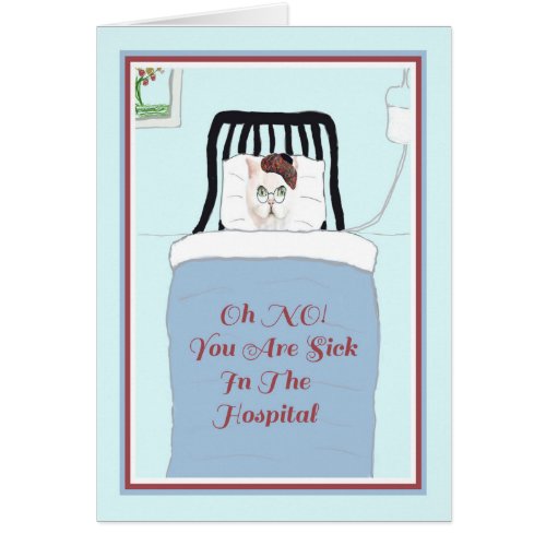 Get Well Card for Child with Cat in Hospital Bed