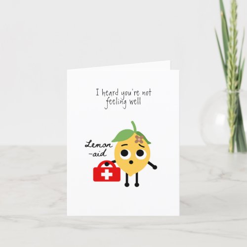 Get Well Card Fun Cute lemon first aid Announcement