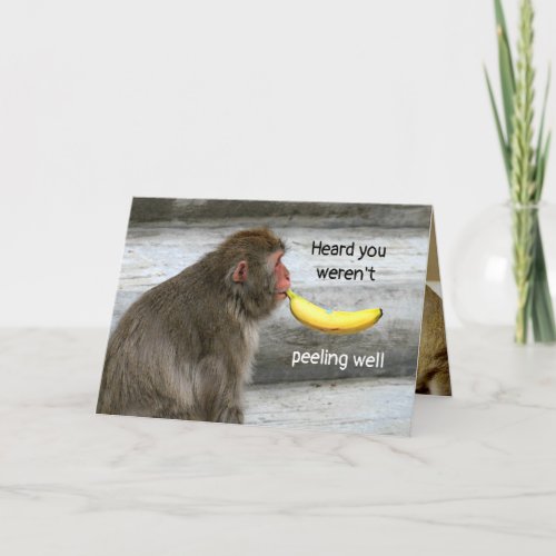 Get well Card Funny Monkey with Banana Feel Better
