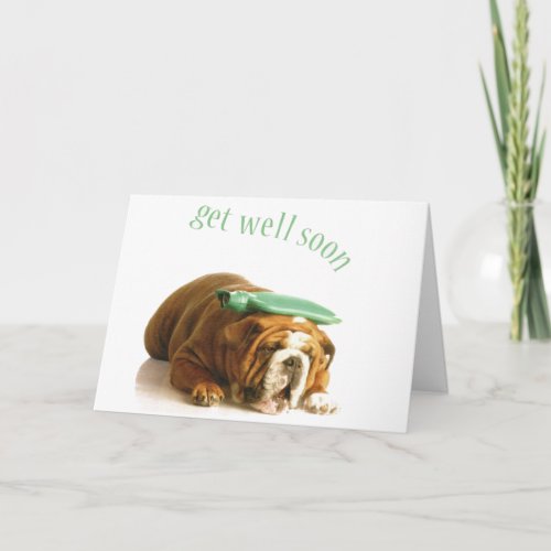 Get Well Card _ ill Dog With Hot Water Bottle