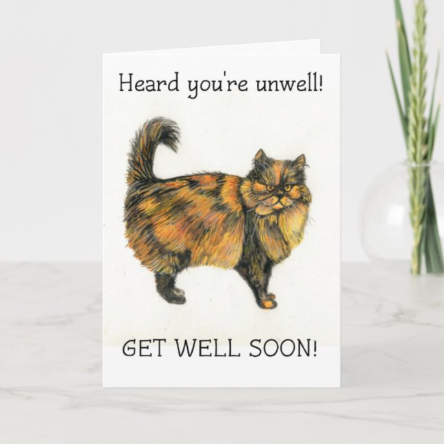 Get Well Card - Tortoiseshell Cat (Front)
