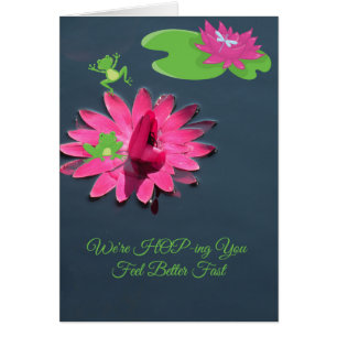 Get Well Card with Frogs & Water Lilies