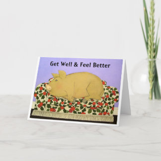 Get Well card with Pig