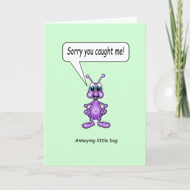 Get Well Cartoon Caricature of Little Bug Card (Front)