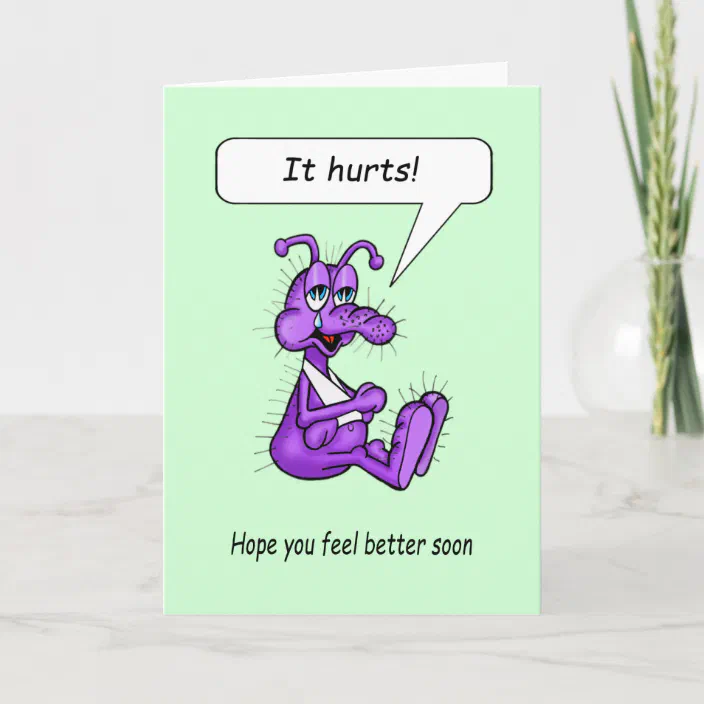 Get Well Cartoon Little Bug With Hurt Arm In Sling Card Zazzle Com