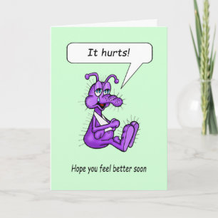 Get Well Cartoon Little Bug with Hurt Arm In Sling Card