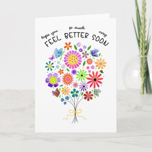 Get Well Cheery Whimsical Floral Greeting Card
