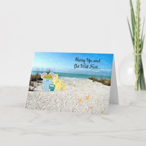 Get Well Child with Mouse Building Sand Castles Card