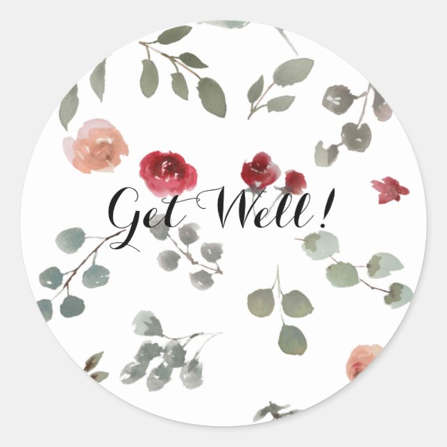 Get Well Classic Round Sticker (Front)