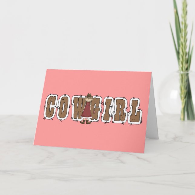 Get Well Cowgirl & Barb Wire Card - Western (Front)