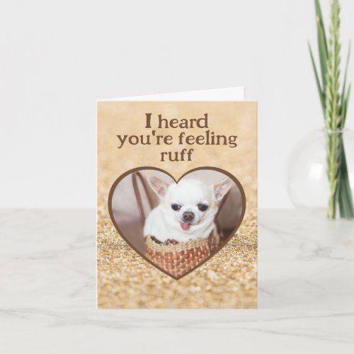 Get well cute dog chihuahua heart sparkles card