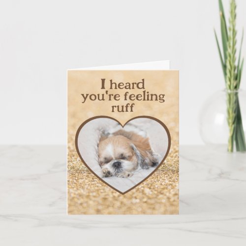 Get well cute dog shihtzu sleeping heart sparkles card